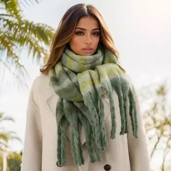 Толстая полосатая кашемировая теплая шаль женский шарф для путешествий повседневный Радужный клетчатый длинный пашминовый шарф с кисточками одеяло Bufanda 40x200cm