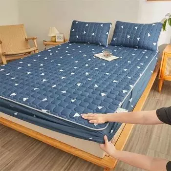 Толстая простыня из хлопка с алоэ и начесом, стираный хлопок, однотонный хлопок с принтом, защита для матраса, приятный для кожи, прочный. 2pc pillowcase 48x74