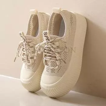 Толстая сетчатая ткань с низким вырезом, дышащая и удобная обувь для скейтбординга, модная и ретро спортивная обувь 35 бежевый
