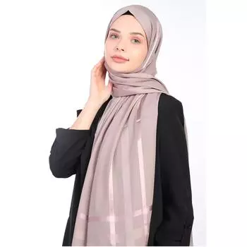 Толстая шифоновая шаль в полоску Miray цвета норки/розы