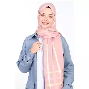 Толстая шифоновая шаль в полоску Miray, пудра/золото