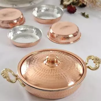 Толстая сковорода для яиц с медной крышкой Глубокая сковорода с крышкой 18см