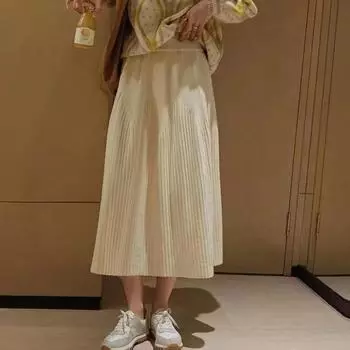 Толстая теплая женская трикотажная юбка-свитер с высокой эластичной талией А-силуэта, модные повседневные длинные женские юбки фиолетовый