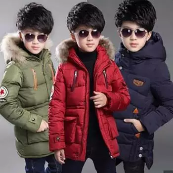 Толстая теплая зимняя куртка для мальчиков с длинным капюшоном, верхняя одежда для мальчиков, ветровка для детей 170cm чёрный