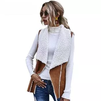 Толстая замшевая куртка из искусственного меха для женщин, безрукавка, повседневный жилет, теплый жилет, женская одежда, толстовка, верхняя одежда, W S армия зеленый