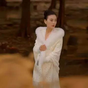 Толстая женская шаль с пайетками парные наряды кардиган осень зима однотонный свитер повседневный вязаный женский one size белый