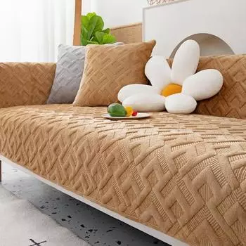 Толстая зимняя молочная бархатная подушка с ромбовидным узором для дивана, нескользящая теплая плюшевая подушка, универсальное полотенце для всех сезонов, простой стиль, коврик для сиденья 70*70cm