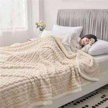Толстое фланелевое одеяло, чехол для дивана, офисное одеяло для сна, зимняя двухсторонняя бархатная кровать 70x100cm белый