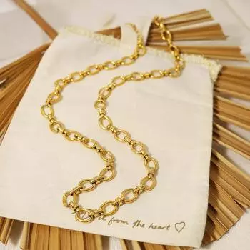 Толстое круглое ожерелье с позолоченной титановой стальной ключичной цепочкой, женское хип-хоп-цепочное однослойное ожерелье из нержавеющей стали