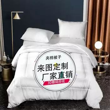 Толстое одеяло Цифровая печать Перо Шелковый хлопок Тонкое одеяло Одеяло для кондиционера Летнее одеяло Комплект из трех предметов для кровати 173 * 229 Pillowcase 51 * 75