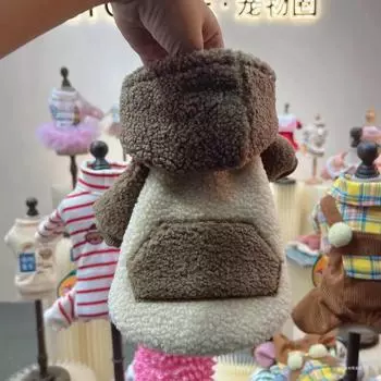 Толстое теплое пальто из овечьей шерсти для домашних животных Одежда для домашних животных Кошка Собака Плюшевый медведь Осень/Зима Толстовка с капюшоном Дизайнерская одежда для собак Толстовки для собак M