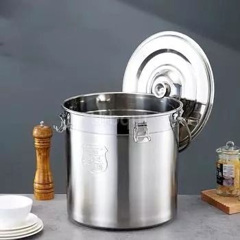 толстое ведро из нержавеющей стали с краном 304, ведро для воды с ручкой-пряжкой для супа, герметичное ведро для риса с маслом для детского сада