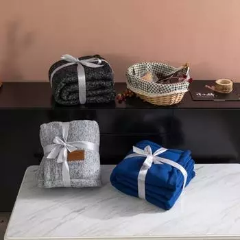 Толстое вязаное одеяло из овечьей шерсти для зимы, офиса и кондиционирования воздуха 150*120 CM серый