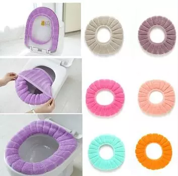 Толстое вязаное универсальное О-образное сиденье для унитаза, домашнее мягкое сиденье для унитаза с узором тыквы озеро синий