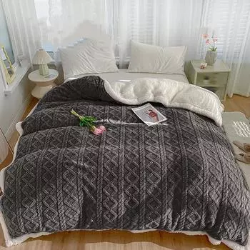 Толстое зимнее теплое одеяло для кровати, искусственное овечье кашемировое утяжеленное одеяло, мягкое, удобное, теплое одеяло, теплое одеяло белый