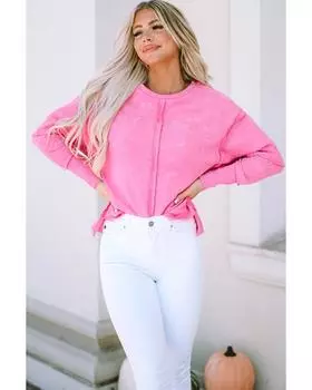 Толстовка Azura Exchange High Low Raw Edge L ярко-розовый