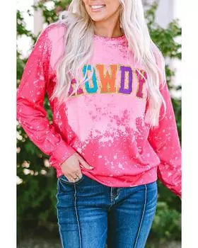 Толстовка Azura Exchange Rose Glitter HOWDY Graphic Western Tie Dye XL ярко-розовый