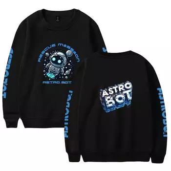 Толстовка большого размера Astro Bot для женщин и мужчин с круглым вырезом и длинным рукавом, повседневный спортивный костюм, забавная одежда XS чёрный