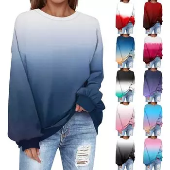 Толстовка большого размера для женщин с круглым вырезом и принтом, с длинным рукавом, толстовка L чёрный