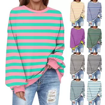 Толстовка большого размера для женщин с круглым вырезом и принтом, с длинным рукавом, толстовка M жёлтый