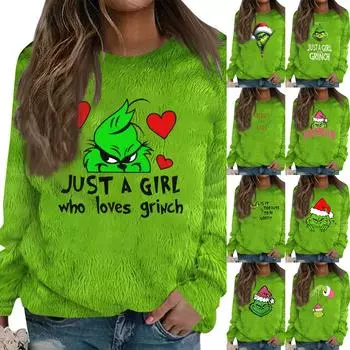 Толстовка большого размера для женщин с круглым вырезом и принтом, с длинным рукавом, рубашки, толстовка XL