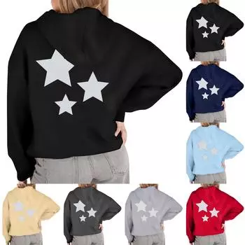 Толстовка большого размера для женщин с круглым вырезом и принтом, с длинным рукавом, толстовка S