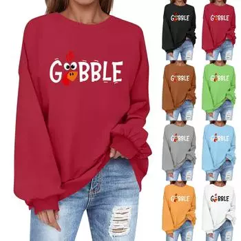 Толстовка большого размера для женщин с круглым вырезом и принтом, с длинным рукавом, рубашки, толстовка XXL красный