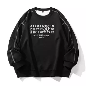 Толстовка большого размера с мужским принтом в виде букв и круглым вырезом, повседневный спортивный топ с длинными рукавами 6XL/160-180KG