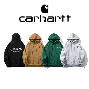 Толстовка Carhartt Осень/Зима Плюс-размера с капюшоном и вышитым логотипом для пар M чёрный