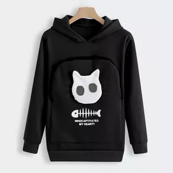 Толстовка Cat Lovers Hoodie Kengaroo Dog Pet Paw Pullovers Cuddle Pouch Sweatshirt Pocket Animal Ear Hooded Pullover M жёлтый
