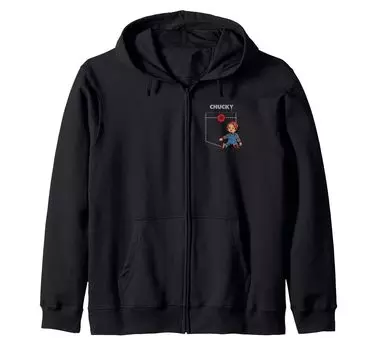 Толстовка Chucky Vintage с капюшоном на молнии с имитацией кармана и пуговиц чёрный