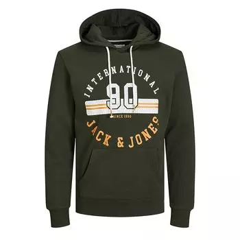 Толстовка цвета хаки с капюшоном и логотипом Carlo спереди Мужчины JACK & JONES