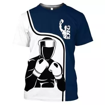 Толстовка для бокса, мужская футболка с 3D принтом, спортивные футболки с короткими рукавами, летняя свободная одежда с круглым вырезом, модные уличные топы больших размеров XXS