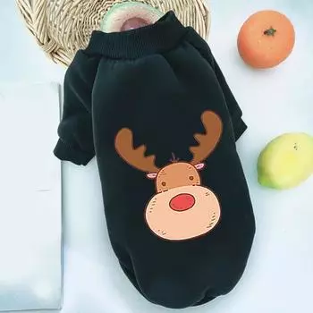 Толстовка для домашних животных, две ноги, мультяшный длинный рукав, флисовый воротник-стойка, сохраняет тепло, эластичный 2XL чёрный