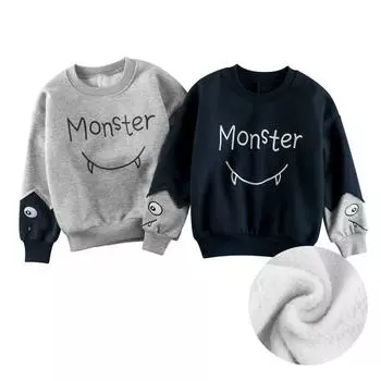 Толстовка для малышей, детская флисовая футболка с длинными рукавами, без кепки, толстовка с круглым вырезом 100cm серый