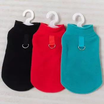 Толстовка для собак из плотного флиса с креплением для поводка — универсальная одежда для домашних животных на осень и зиму L красный