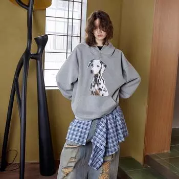 Толстовка для женщин из хлопка, свободная, большого размера, утолщенная, удобная, с капюшоном, с круглым вырезом, повседневная, свитшот M белый