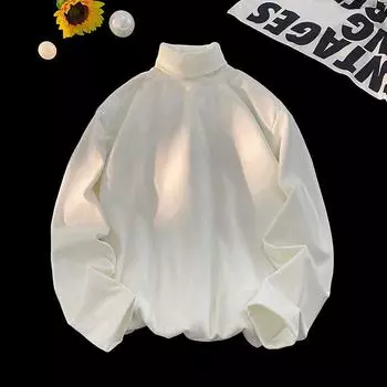 Свитшот для женщин, зимний, с высоким воротом, тонкий пуловер, простой однотонный цвет, рубашка, повседневные, тонкие бархатные топы M белый