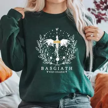 Толстовка Fourth Wing Basgiath War College Толстовка женская с круглым вырезом Толстовки Fantasy Reader Shirt Bookish Gift Pullovers S чёрный
