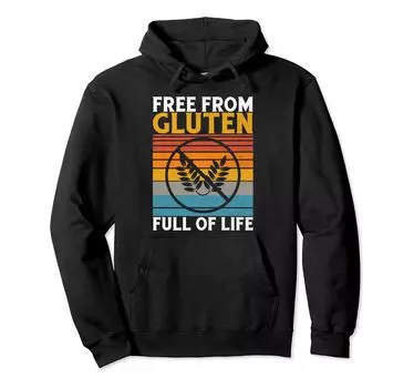 Толстовка Gluten Lifeful с капюшоном Без глютена, бесплатно. чёрный