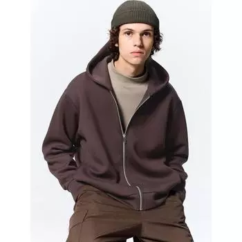 Толстовка Gu By Uniqlo Double Face с капюшоном на молнии 39 DARK BROWN/XS