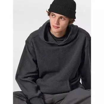 Толстовка Gu By Uniqlo Heavy Waffle 08 DARK GRAY/XS