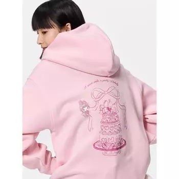 Толстовка Gu By Uniqlo с капюшоном большого размера на молнии с персонажами Sanrio 12 PINK/S