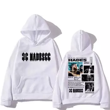 Толстовка Hades 66 с капюшоном из флиса в стиле панк, удобная толстовка с длинным рукавом, хип-хоп, ретро-одежда, готические пуловеры XS белый