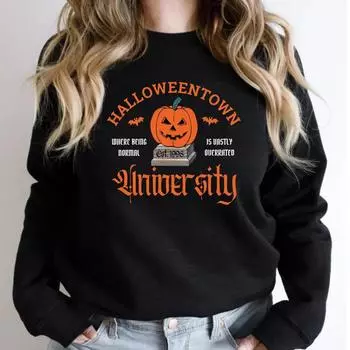 Толстовка Halloweentown University, свитер Halloweentown Est 1998 года, осенняя толстовка Halloween, винтажная толстовка Halloween Town с капюшоном, топы L розовый