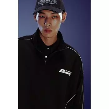 Толстовка HM Loose Fit с застежкой-молнией и водолазным принтом, черная XS