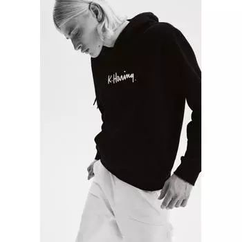 Толстовка HM Regular Fit с капюшоном черного цвета keitH Haring XS