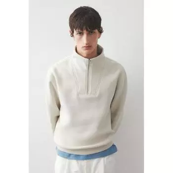 Толстовка HM Regular Fit с молнией и застежкой-молнией светло-бежевого цвета XS