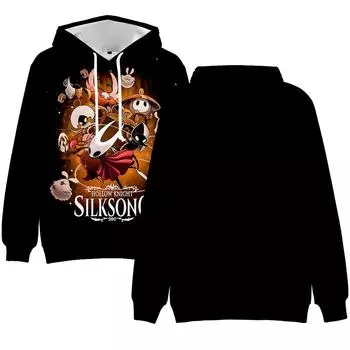 Толстовка Hollow Knight Silksong с капюшоном Harajuku Autumn Pullover Fashion Unisex Long Sleeve Casual Streetwear Свободная уличная одежда XS