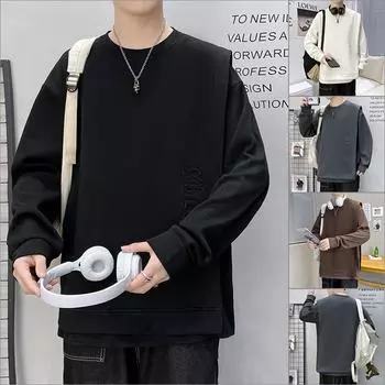Толстовка из двух частей с круглым вырезом и толстовкой Heavy Splicing Fake, модная мужская весна и осень, новый повседневный свитер с длинными рукавами M